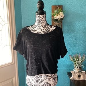 Ambience Apparel | Women’s Black Sheer Crop Top